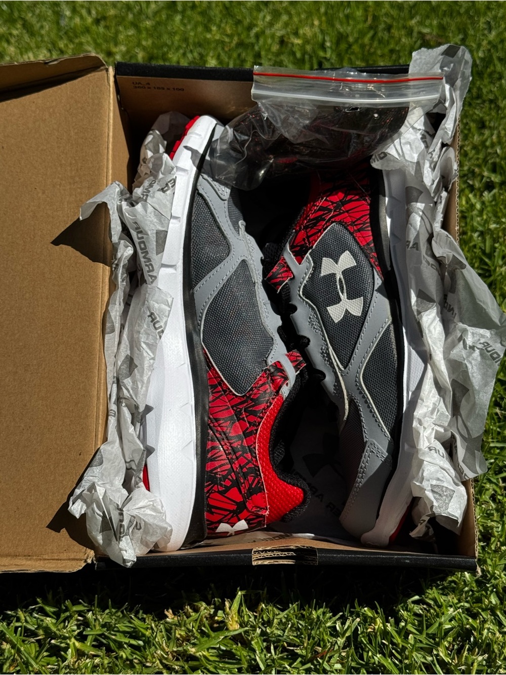 New in Box Under Armour Kids' Red & Gray Athletic Shoes - Lightweight Comfort